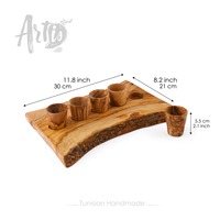 Ensemble de 5 verres à shot en bois d'olivier |   Vaisselle tunisienne artisanale |   Gravure personnalisée