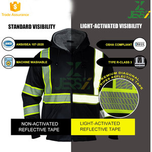 Sweat à capuche en polaire doublée haute visibilité classe 3 pour hommes, pull noir à fond, vêtements de travail réfléchissants pour hommes durables - Product Image 5