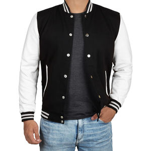 OEM personalizado de cuero de la manga recortada chaqueta cadena Chenille bordado Vintage Letterman Varsity chaqueta para los hombres - Product Image 1