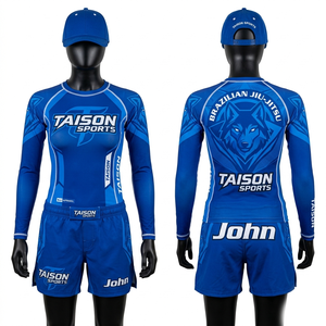 ชุดแรชการ์ดและกางเกงขาสั้น BJJ ผ้าโพลีเอสเตอร์ผสมสแปนเด็กซ์ 200 GSM สีแดงดำ พิมพ์ลายแบบซับลิเมชั่น ตะเข็บแบบ Silflatlock พร้อมชื่อและหมายเลข - Product Image 3