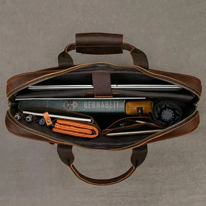 Classic Leather Laptop Messenger with Crossbody & Shoulder Strap Durable Portable Protective Work <b>Bag</b> - Product Image 5
