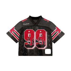 Design personnalisé, impression par sublimation, maillot de football américain Boxy Jersey Oversized Cropped Mesh American Football Jersey - Product Image 1