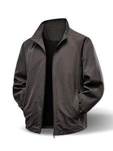 Primavera otoño hombres chaqueta Casual al aire libre soporte cuello cremallera a prueba de viento impermeable versátil deporte abrigo chaqueta de mezclilla hombres ropa - Product Image 4