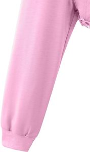 Women's Cropped Hoodie Sweatshirt Solid <b>Pink</b> Long Sleeve Knitted Asymmetric Lace Detail Oversized Spring Wear - Product Image 4