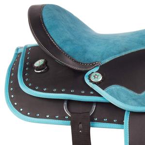 Sillín de caballo de cuero occidental de calidad superior ligero, juego de sillín de doma de carreras de barril, tachuela de gamuza sintética para inglés - Product Image 6