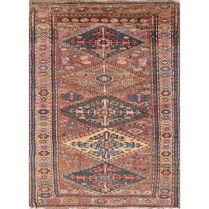 Alfombras de Lana Anudadas a Mano Aalam, Rectangulares, con Medallón Rojo Naranja y Patrones Abstractos para el Hogar -Pae-5565 para Sala de Estar y Dormitorio, 9x12 Pulgadas - Product Image 1