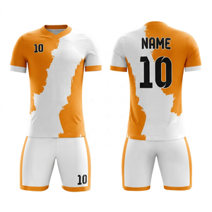 Conjunto de Camiseta de Fútbol para Hombre, Blanca y Amarilla, con Estampado Digital, Cuello en V, Manga Corta, Transpirable, de Secado Rápido, que Absorbe la Humedad, Uniformes de Poliéster - Product Image 3