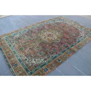 Vintage 5.9x9.5 ft Rug, Large Turkish Rug, <b>Brown</b> Solid <b>Wool</b> Rug - Product Image 2