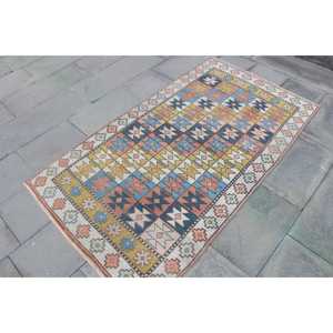 Tapis d'appoint vintage turc 3,3x5,6 pi (100x172 cm), tapis oriental bleu - Product Image 3