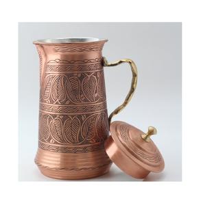 Grand pichet à eau en cuivre pur avec poignée élégante Pichet ayurvédique fait à la main pour un usage quotidien Cuisine Salle à manger et stockage de l'eau - Product Image 4