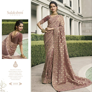 Designer <b>Tissue</b> Silk Saree with Embroidery Stone Pearl Real Mirror Work on Border Zari Weaving for Parties and <b>Weddings</b> - Product Image 1