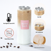 Boîte en PET personnalisée, écologique et recyclable, avec couvercle en aluminium, pour desserts, sodas, bubble tea, jus, 330 ml, 500 ml, avec anneau de tirage en plastique