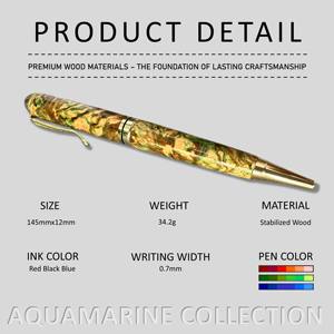 Bolígrafos de firma de madera estabilizados de gama alta, bolígrafo giratorio hecho a mano, colección de Aguamarina de lujo de 0,7mm, regalo único - Product Image 2