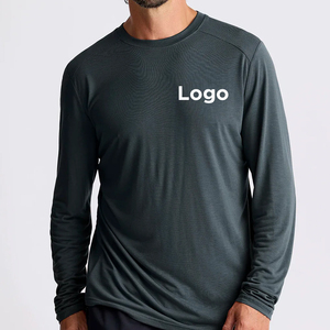 Impression de logo personnalisé de haute qualité pour hommes séchage rapide respirant léger couleur unie à manches longues pour hommes t-shirts - Product Image 3