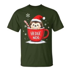 Maglietta Promozionale Natalizia con Simpatico Riccio Babbo Natale e Eggnog - Buon Natale - Product Image 1