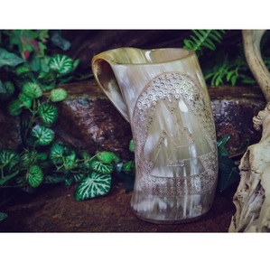 Taza para Beber Hecha a Mano con Cuerno de Búfalo Natural |   Taza de Estilo Medieval y Nórdico - Product Image 1