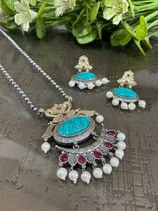 Hermoso conjunto de joyas para mujer, elegante collar tradicional con pendientes a juego, ideal para bodas, fiestas y uso festivo - Product Image 5