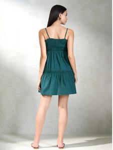 Vestido de verano de algodón con estampado estilo bohemio de bloque de mano indio para mujer, vestido largo corto informal sin tirantes, cintura Natural dulce - Product Image 5