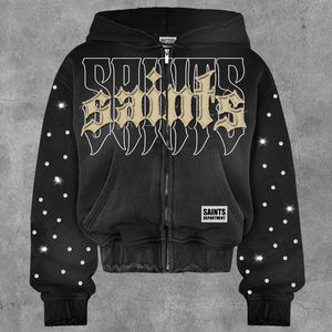 Conjunto Deportivo Extra Grande con Capucha Doble, Diseño de Corte Especial Personalizado, Sudadera con Capucha y Pantalones Deportivos con Cierre y Lavado Ácido para Hombre - Product Image 4