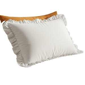 Funda de Almohada Duradera de Polialgodón Blanco de 50x70cm con Volantes, Diseño Rectangular Sólido, Tejida, para Hotel o Uso Doméstico - Product Image 1