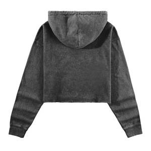 Sudadera con capucha corta moderna personalizada para mujer, sudadera activa ajustada para Fitness, ropa de calle, Tops de tela de rizo - Product Image 2