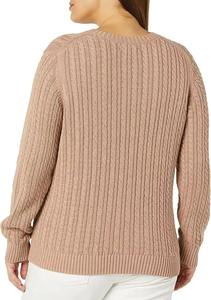 Cardigans pour femmes en tricot de coton/acrylique, broderie unie, automne-hiver, décontractés, manches longues, respirants, logo sur le devant - Product Image 3