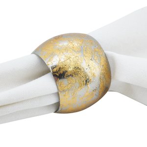 Rond de serviette en métal coulé à la feuille d'or pour la décoration de table à manger pour les mariages et les fêtes d'été chaudes stockées - Product Image 3