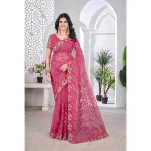 LAUNCHING NEW RADHE EXPORTS MODERN DESIGNER SAREES <b>FABRIC</b> HEAVY BUTTERFLY <b>NET</b> BEAUTIFUL CHAIN STITCH EMBROIDERY WORK Quick Dry - Product Image 1