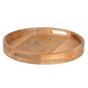 Bandeja de madera Natural hecha a mano, bandeja de servicio de madera - Product Image 1