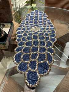 Mantel Individual con cuentas, cargador redondo hecho a mano para comedor de lujo y decoración de vacaciones, pieza única hecha a mano con cuentas, mantel, inauguración de la casa - Product Image 2