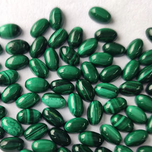 Malachite Naturelle 6x8mm Cabochon Ovale Dos Plat-Malachite Libre Qualité Supérieure - Product Image 1