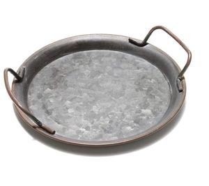 Plateau de service en métal galvanisé rond fait à la main de luxe avec poignées plateau de nourriture d'ustensiles de cuisine de maison de meilleure qualité - Product Image 4