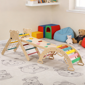 Conjunto de Triángulo Pikler Estructura de Madera para Niños Juguetes Montessori Juguetes de Escalada de Interior para Niños Gimnasio Montessori - Product Image 2