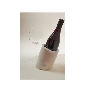 Seau à glace en marbre blanc naturel pour garder le vin et les boissons froides et rondes - Product Image 5