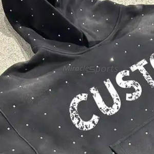 Wholesale Men's Acid Wash <b>Rhinestone</b> <b>Hoodies</b> Basics Cotton Blended Men's Acid Wash <b>Rhinestone</b> <b>Hoodies</b> - Product Image 3