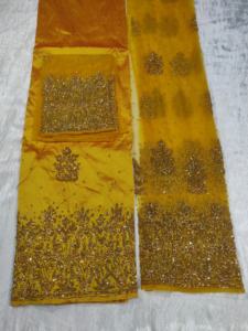 Collection Empress : Luxueuse robe de couture nigériane rouge George avec de riches broderies de pierres et des miroirs complexes pour les célébrations festives - Product Image 6