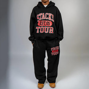 Ensemble de survêtement décontracté à capuche en coton brodé personnalisé en polaire Ensemble de deux pièces pour hommes avec lavage à l'acide - Product Image 5