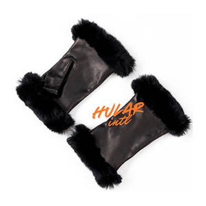 Gants en cuir personnalisés en fourrure fabriqués avec un motif de haute qualité Gants en cuir d'hiver pour hommes - Product Image 1