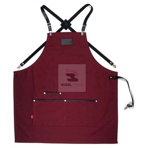 Delantal de chef de alta calidad Uniforme y delantales de peluquero en tela vaquera y cuero Hecho de lona de algodón - Product Image 4