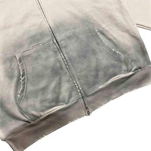 Hoodie American High Street 2026, broderie usée, effet vieilli, fermeture éclair, tendance - Product Image 2