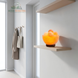 Lampe de table à intensité variable en sel rose de l'Himalaya naturel, écoresponsable, faite à la main, avec boules de massage, pour la relaxation - Product Image 5