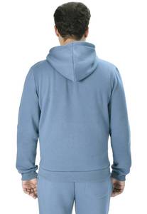 Sweat à capuche en polaire bleu de qualité supérieure personnalisé, 100% coton, ourlet côtelé pour homme, poignets côtelés, coupe-vent, vêtements décontractés, automne, écologique - Product Image 3