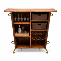 Ensemble de bar en bois de manguier industriel |   Comptoir de bar au design vintage |   Artisanat artisanal pour l'hôtellerie, les bars, les restaurants et les hôtels