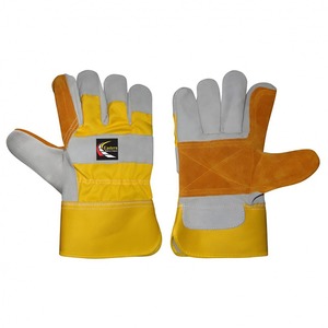 Guantes de trabajo de cuero dividido de vaca de alta calidad Guantes protectores de seguridad resistentes al calor para soldadura y construcción - Product Image 2
