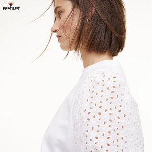 Nouveau modèle T-shirt uni à manches courtes pour femmes imprimé T-shirt slim fit ras du cou pour femmes - Product Image 3