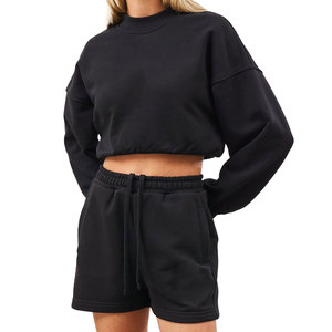 Chándal de Diseño Personalizado, Conjunto de Chándal Liso con Cuello Levantado, Sudadera con Capucha y Pantalones de Chándal Desgastados, Lavado Ácido, Chándal de Mujer - Product Image 4