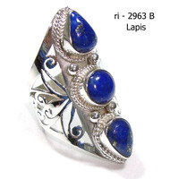 Anillo de Plata de Ley 925 turquesa tibetana azul para mujer, tres piedras preciosas naturales, joyería de hip hop de diseño superior de la mejor calidad