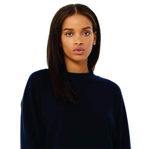 52% Airlume – pull-over court à manches Raglan pour femme, en coton peigné et à anneaux, 48% polaire bleu marine - Product Image 4