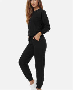 Ensembles de vêtements pour femmes tenues d'automne hiver survêtements respirants personnalisés ensemble de deux pièces pour femmes ensemble de sweat à capuche et pantalon de survêtement en flanelle - Product Image 2