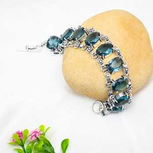 Indicolite Tourmaline <b>Bracelet</b> 925 Sterling <b>Silver</b> Handmade <b>Bangle</b> <b>Silver</b> Jewelry Gemstone Wedding Jewelry Gift For Her - Product Image 2